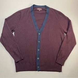 Johnston & Murphy V-Neck Knit Cardigan Sweater, Cotton-Wool-Blend - Mens Medium